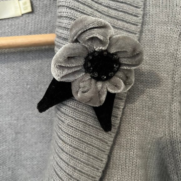 3 for $30 Vintage cropped knit cardigan with shawl collar grey size small - Picture 2 of 6